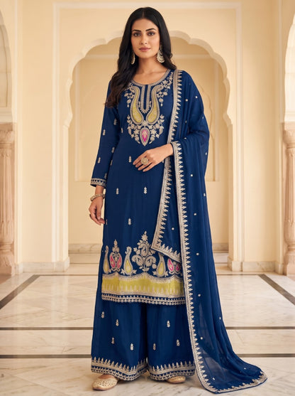 Pure Silk Kurta with Plazo & Dupatta | Woomenza Indian Outfit