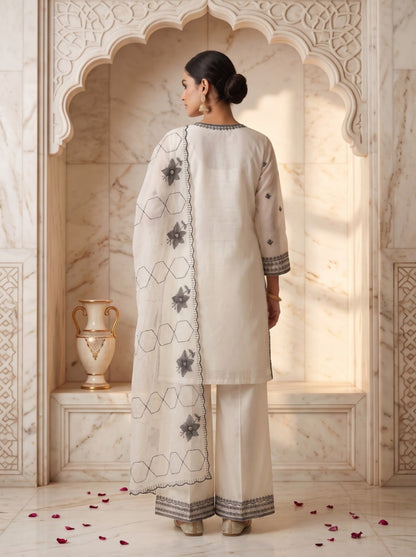 Pure Silk Kurta with Plazo & Dupatta | Woomenza Indian Outfit