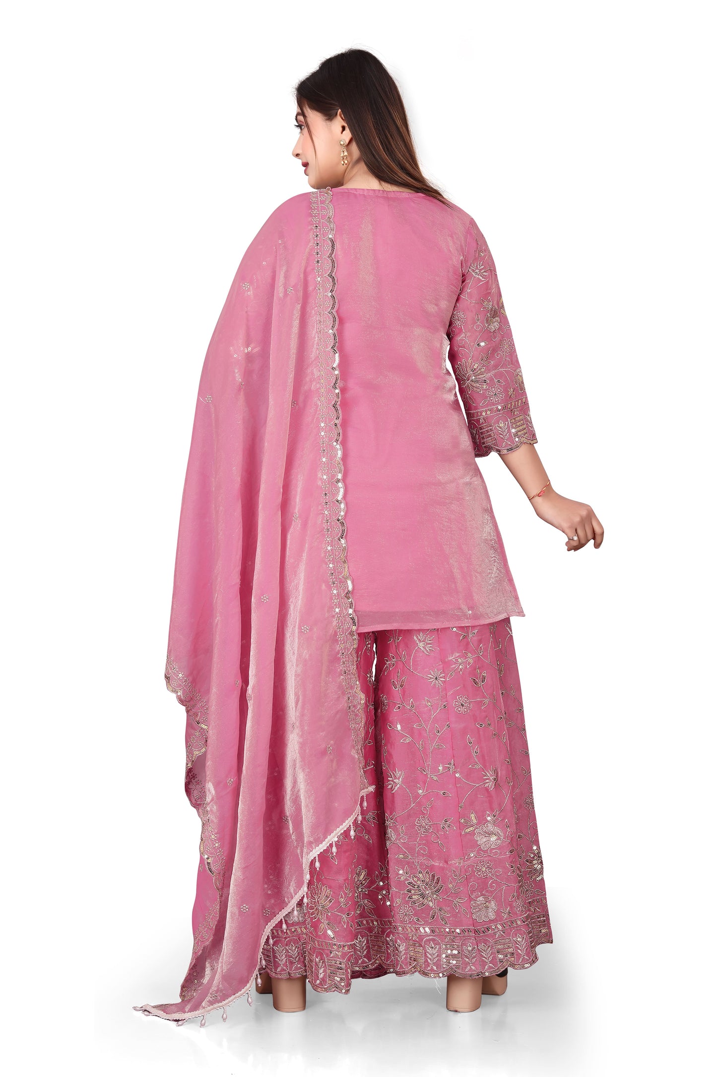 Pure Silk Kurta with Plazo & Dupatta | Woomenza Indian Outfit