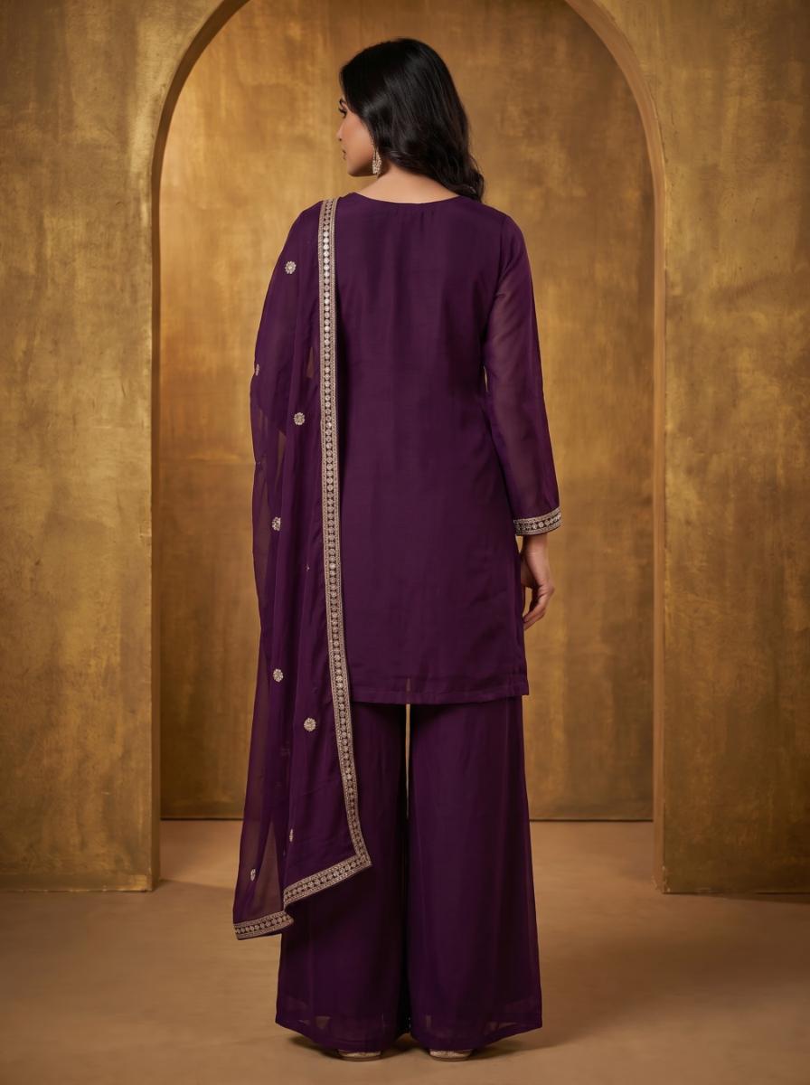 Pure Silk Kurta with Plazo & Dupatta | Woomenza Indian Outfit