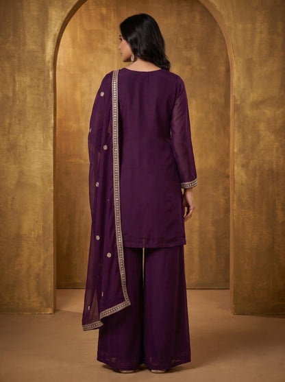 Pure Silk Kurta with Plazo & Dupatta | Woomenza Indian Outfit