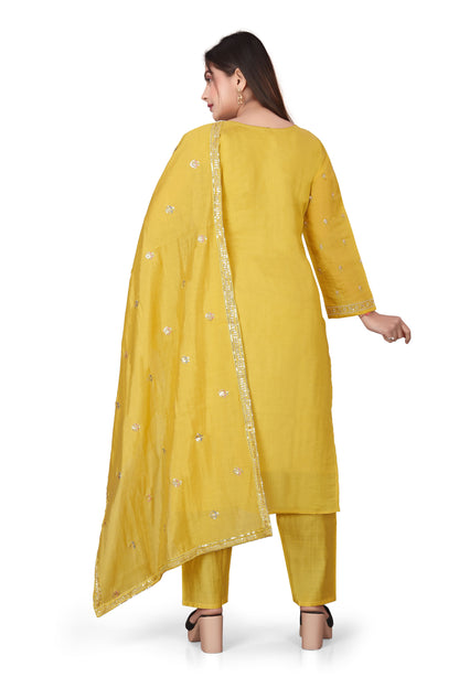 Pure Silk Kurta with Plazo & Dupatta | Woomenza Indian Outfit