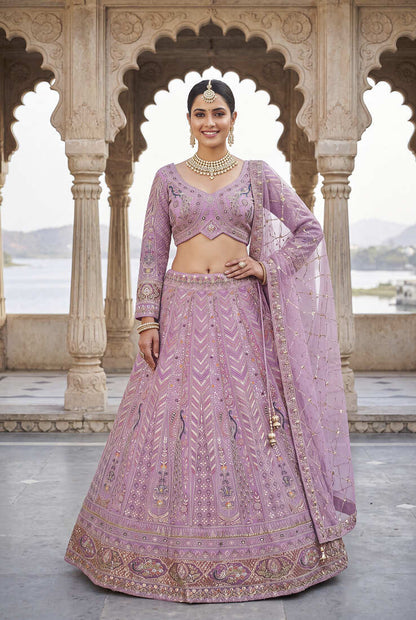 Stunning Lavender Embroidered Lehenga Choli with Dupatta | Wedding Guest Indian Ethnic Wear for Women