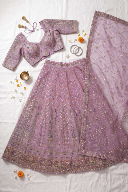 Stunning Lavender Embroidered Lehenga Choli with Dupatta | Wedding Guest Indian Ethnic Wear for Women