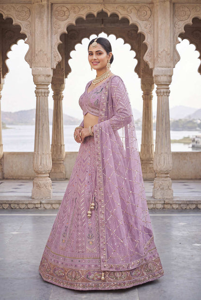 Stunning Lavender Embroidered Lehenga Choli with Dupatta | Wedding Guest Indian Ethnic Wear for Women