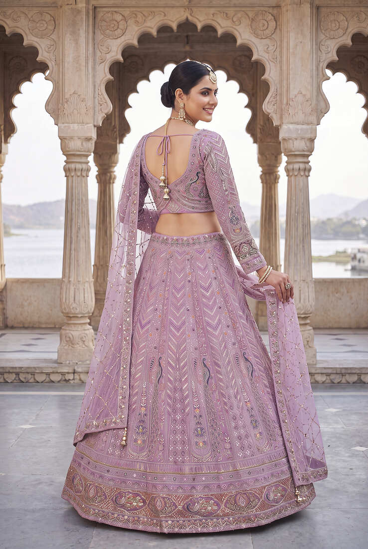 Stunning Lavender Embroidered Lehenga Choli with Dupatta | Wedding Guest Indian Ethnic Wear for Women