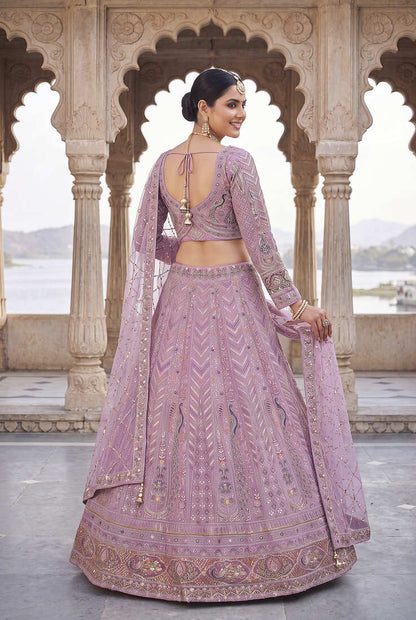 Stunning Lavender Embroidered Lehenga Choli with Dupatta | Wedding Guest Indian Ethnic Wear for Women