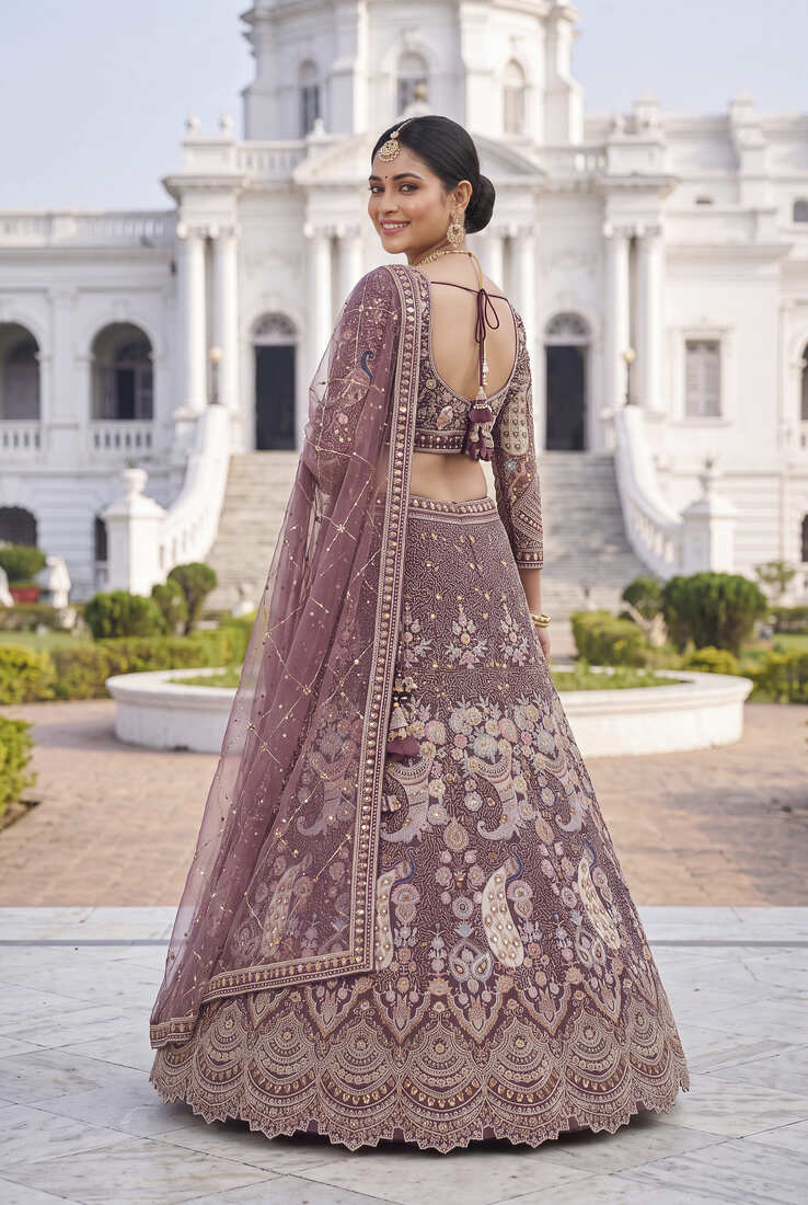 Exquisite Dusty perpal Embroidered Lehenga Choli Set for Wedding & Festive Wear