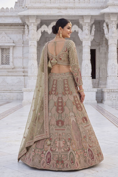 Sage Green Embroidered Designer Lehenga Choli Set for Wedding & Festive Wear