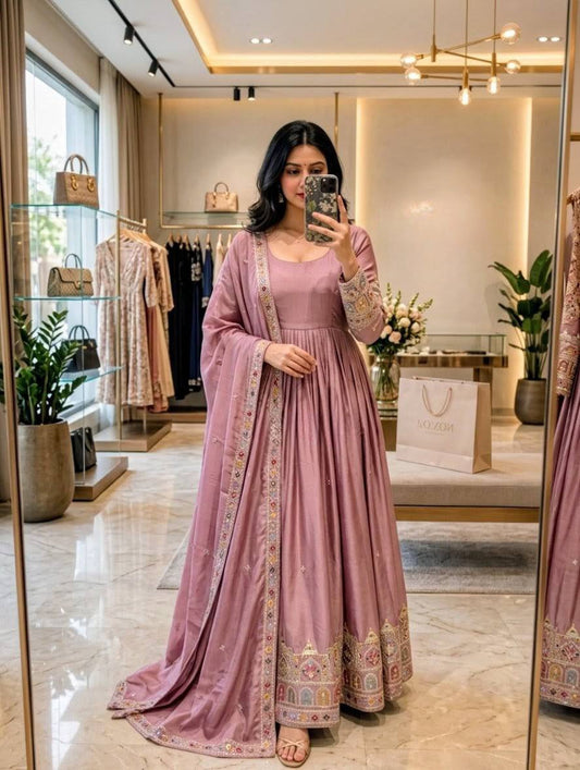 Elegant Embroidered Anarkali with Dupatta