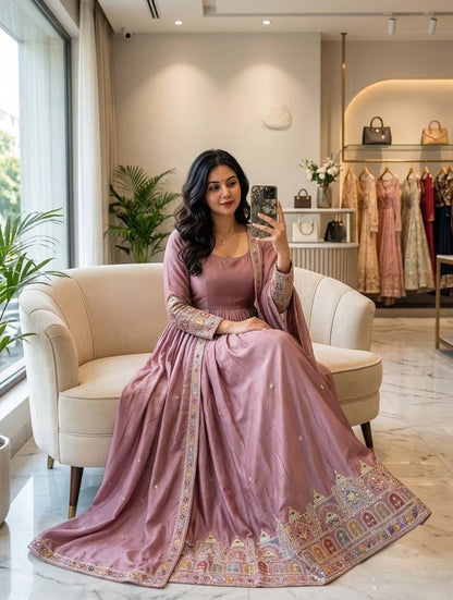 Elegant Embroidered Anarkali with Dupatta