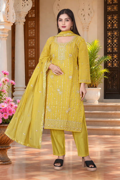 Pure Silk Kurta with Plazo & Dupatta | Woomenza Indian Outfit