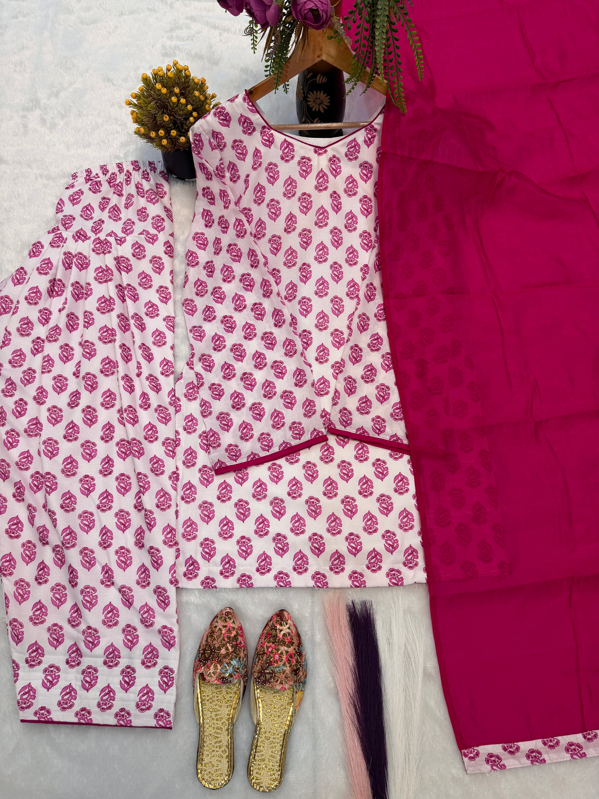 Heavy Pure Cameric Cotton .*Fully Fancy Sleeves With Latkan*