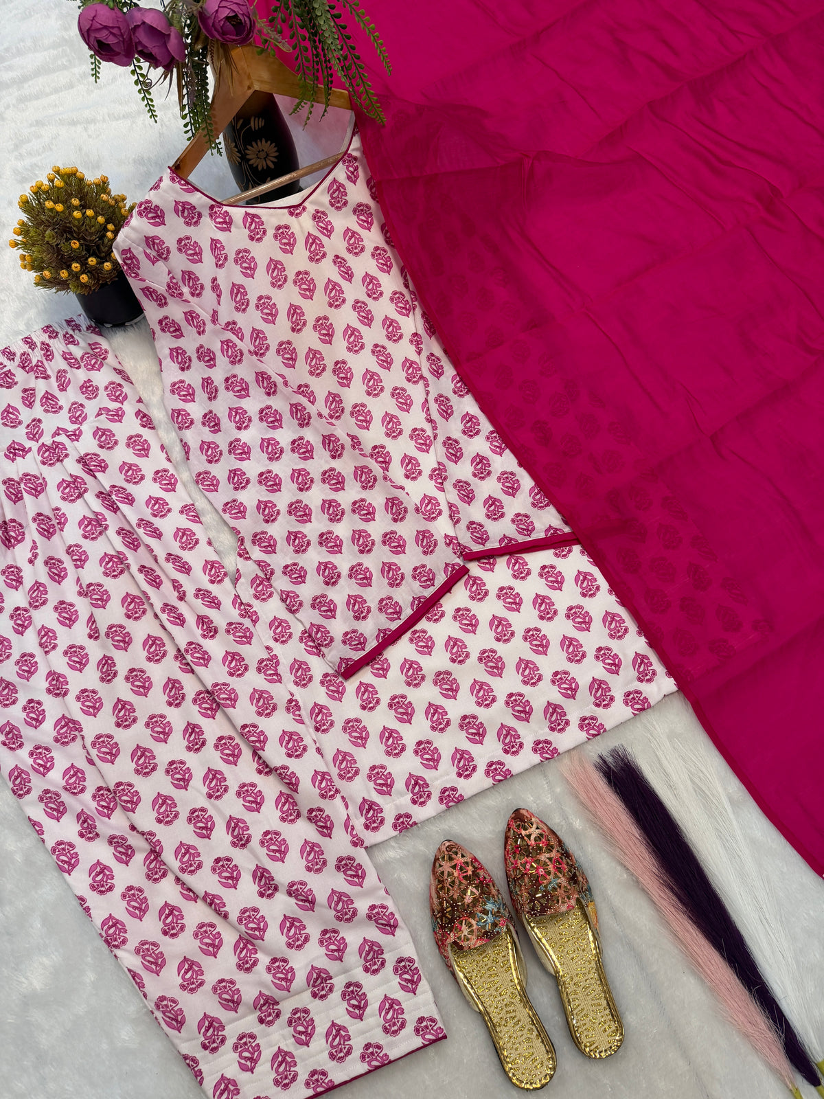 Heavy Pure Cameric Cotton .*Fully Fancy Sleeves With Latkan*