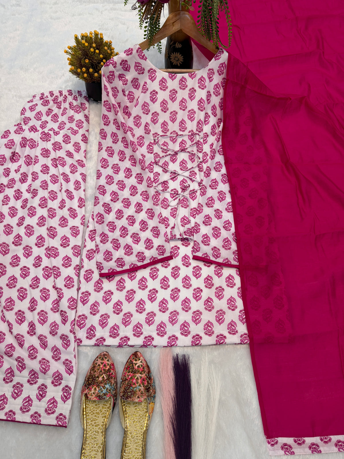 Heavy Pure Cameric Cotton .*Fully Fancy Sleeves With Latkan*