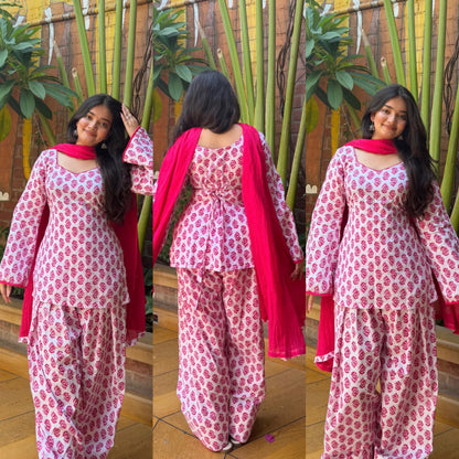 Heavy Pure Cameric Cotton .*Fully Fancy Sleeves With Latkan*