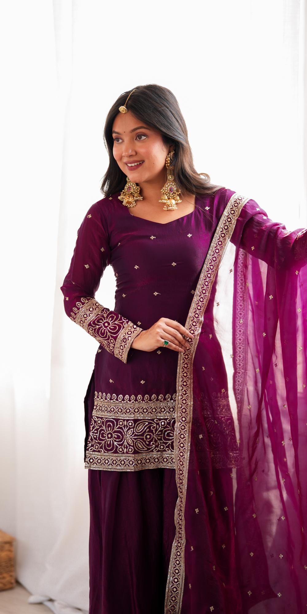 Elegant embroidered Punjabi salwar suit.