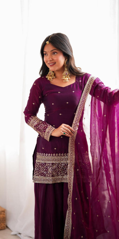 Elegant embroidered Punjabi salwar suit.