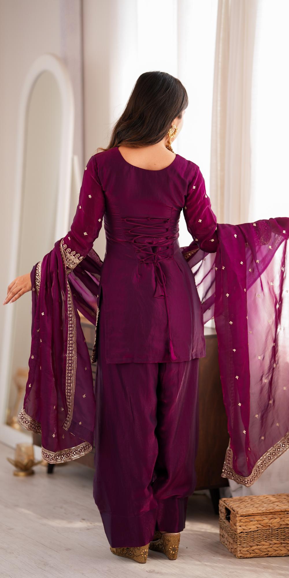 Elegant embroidered Punjabi salwar suit.