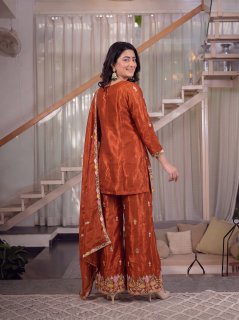 Elegant embroidered silk sharara boutique collection