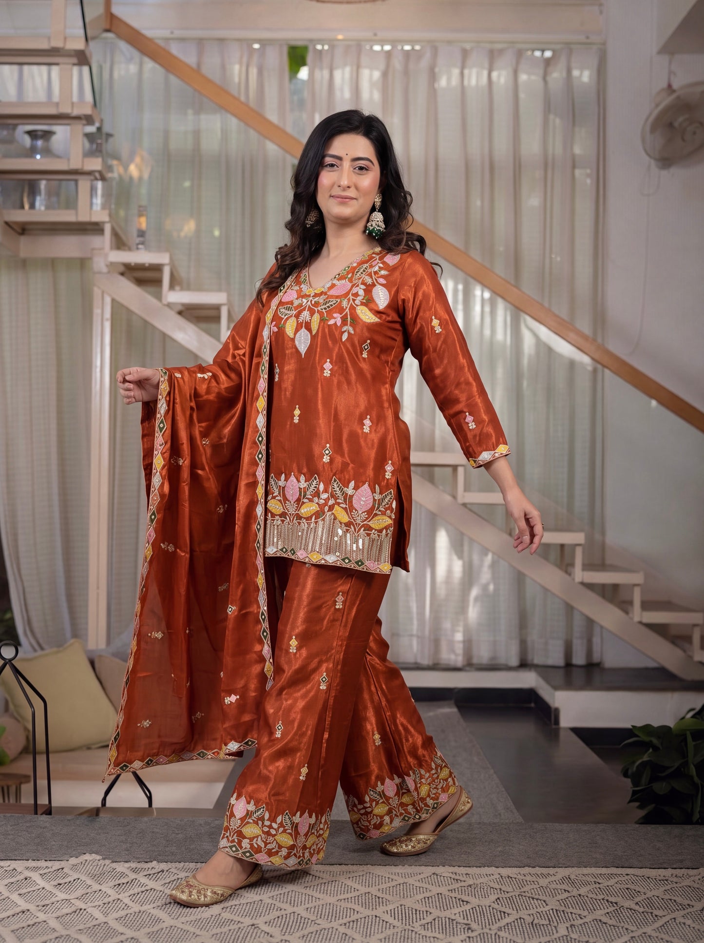 Elegant embroidered silk sharara boutique collection