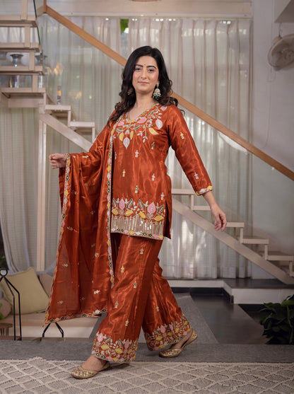 Elegant embroidered silk sharara boutique collection