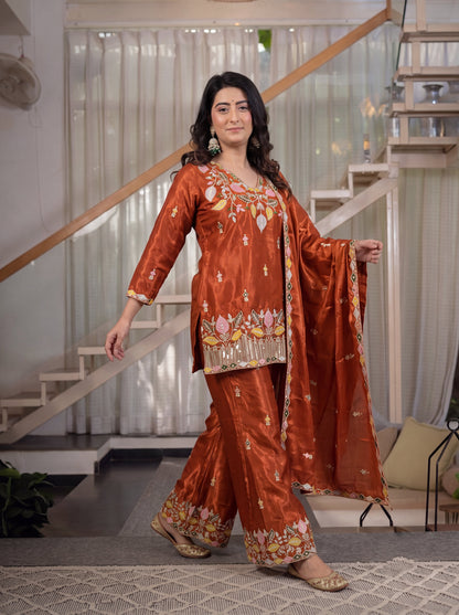 Elegant embroidered silk sharara boutique collection