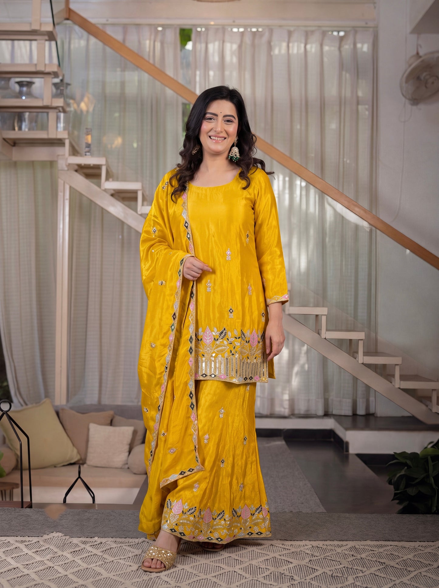 Elegant embroidered silk sharara boutique collection