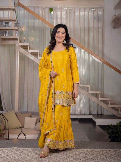 Elegant embroidered silk sharara boutique collection