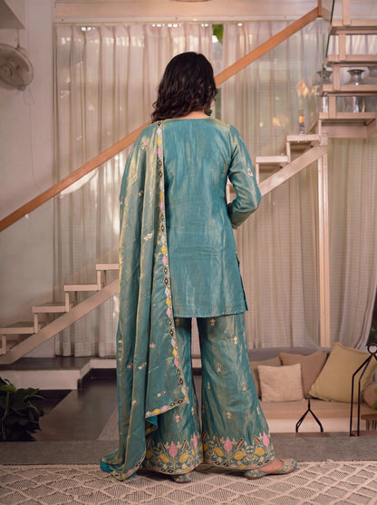 Elegant embroidered silk sharara boutique collection
