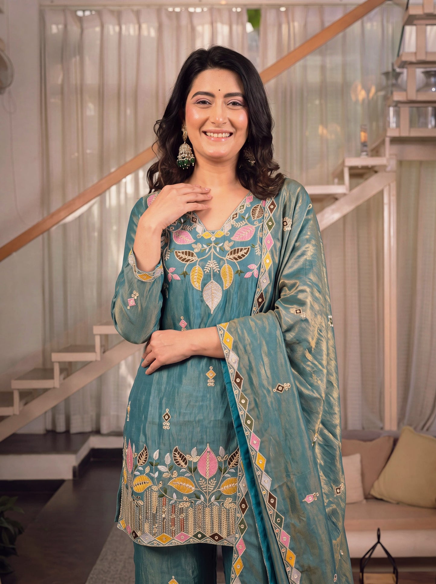 Elegant embroidered silk sharara boutique collection
