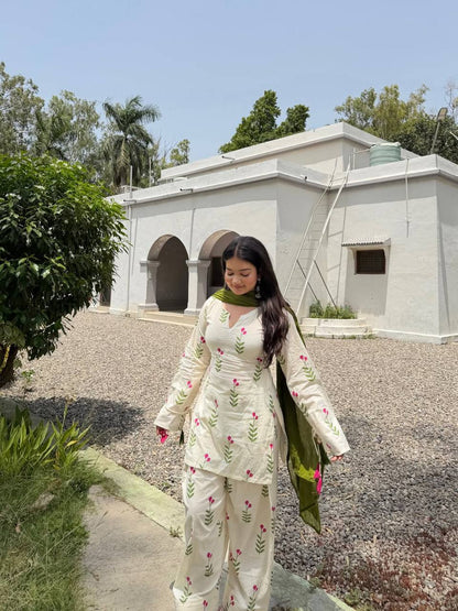 Heavy Pure Cameric Cotton .Fully Fancy Sleeves With Latkan Top Inner :- Micro Cotton