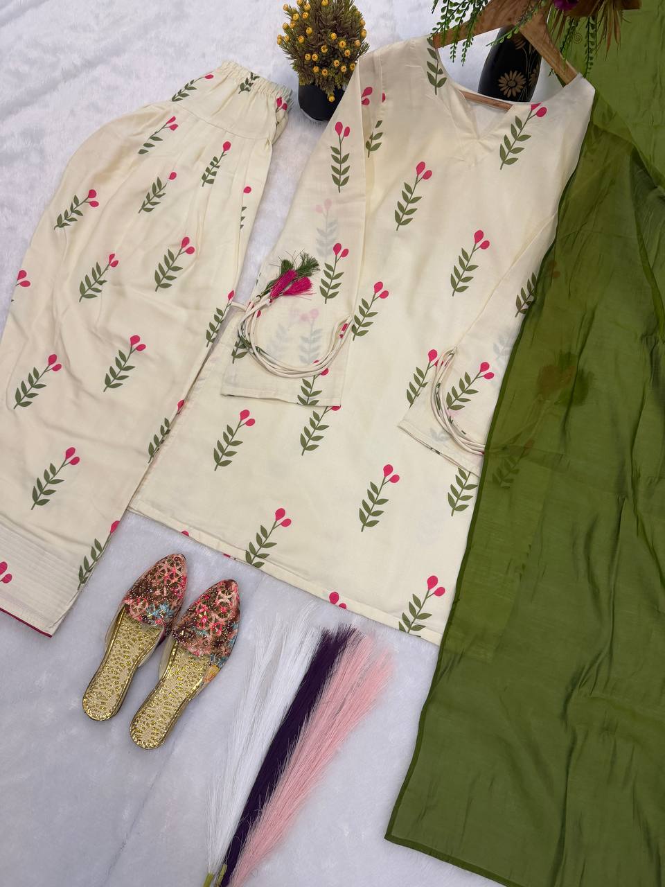 Heavy Pure Cameric Cotton .Fully Fancy Sleeves With Latkan Top Inner :- Micro Cotton