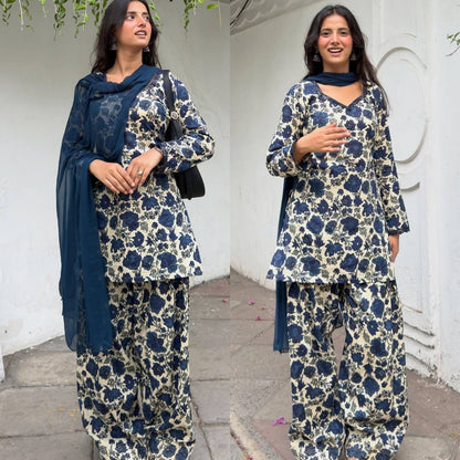Farshi Pant And Dupatta  Heavy Pure Cameric Cotton .*Fully Sleeves*