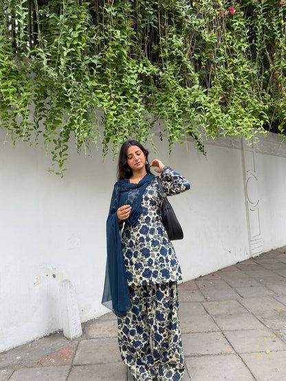 Farshi Pant And Dupatta  Heavy Pure Cameric Cotton .*Fully Sleeves*