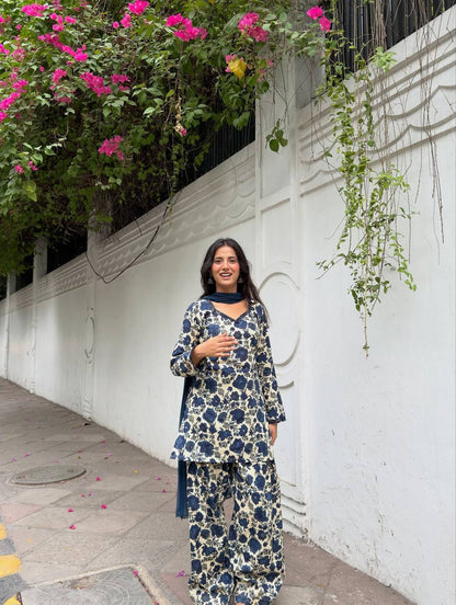 Farshi Pant And Dupatta  Heavy Pure Cameric Cotton .*Fully Sleeves*