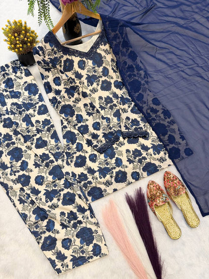 Farshi Pant And Dupatta  Heavy Pure Cameric Cotton .*Fully Sleeves*